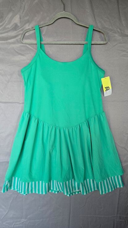 all in motion Dresses & Skirts - AllInMotion Dress Women XL Green Inner Shorts Pocket Stripe Athletic Pickleball